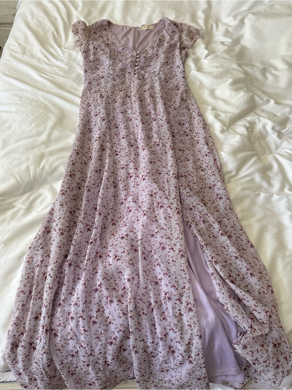 Sage Light Lavender Floral Maxi Dress